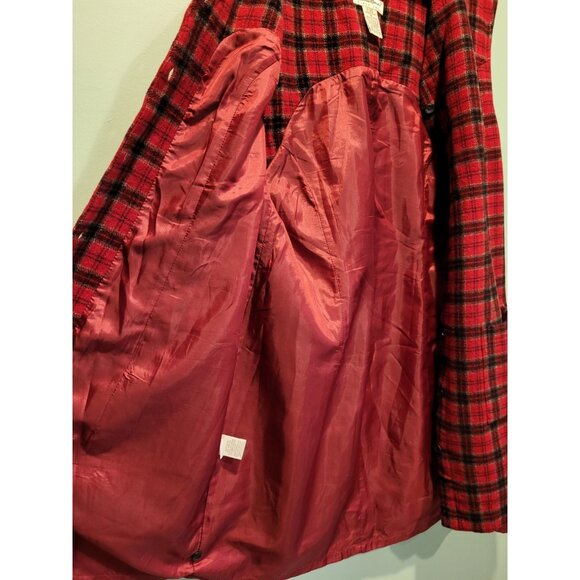 Vtg Eddie Bauer Wool Blend Red Plaid Sleeveless Button Up Dress Sz 16 - Picture 6 of 8